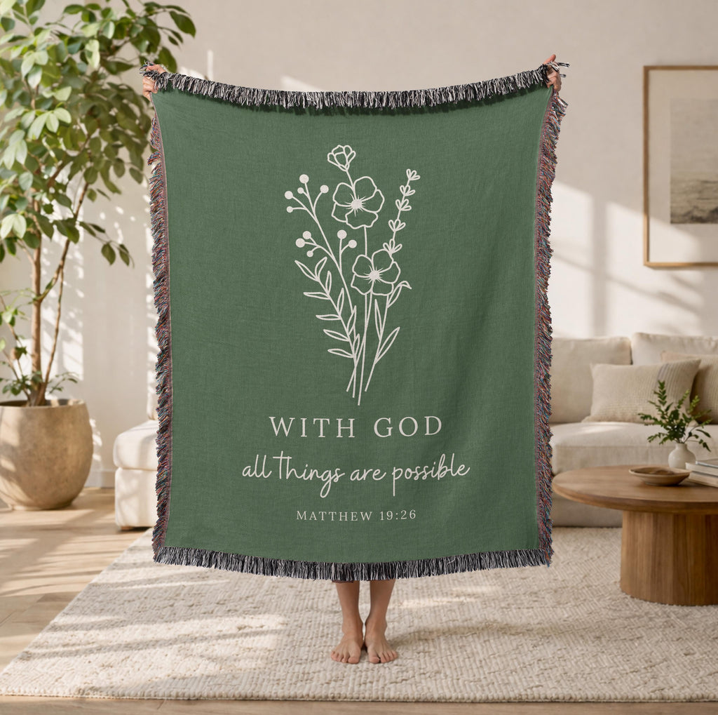 With God All Things Are Possible Woven Blanket