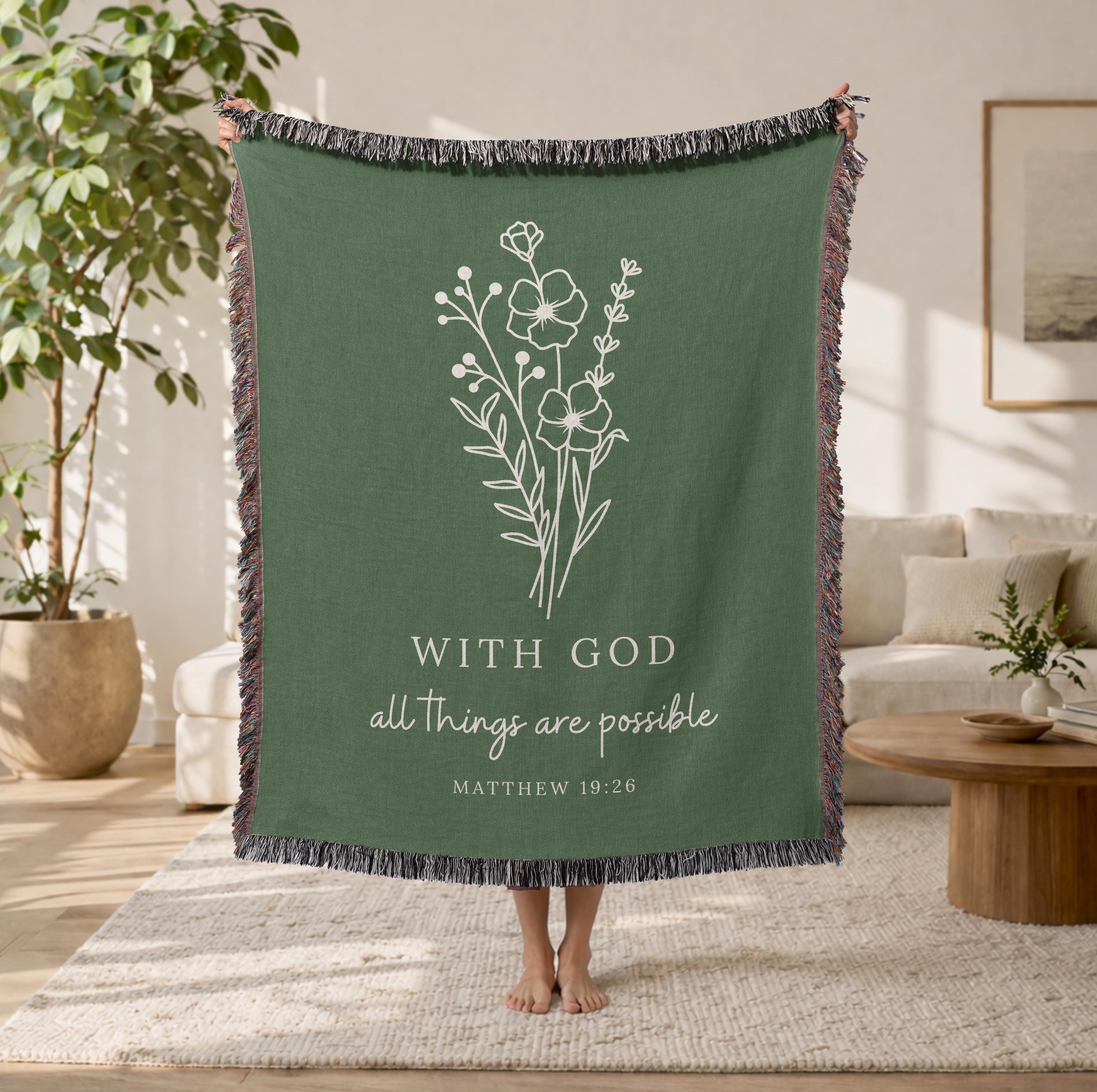 With God All Things Are Possible Woven Blanket
