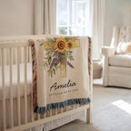 Personalized Baptism Blanket with Floral Cross