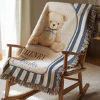 Personalized Teddy Bear Baby Blanket Gift For Baby Shower or First Birthday