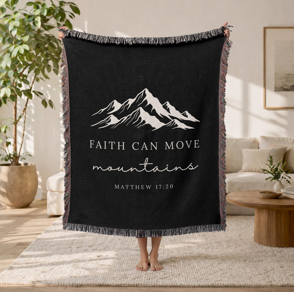 Faith Can Move Mountains Woven Blanket