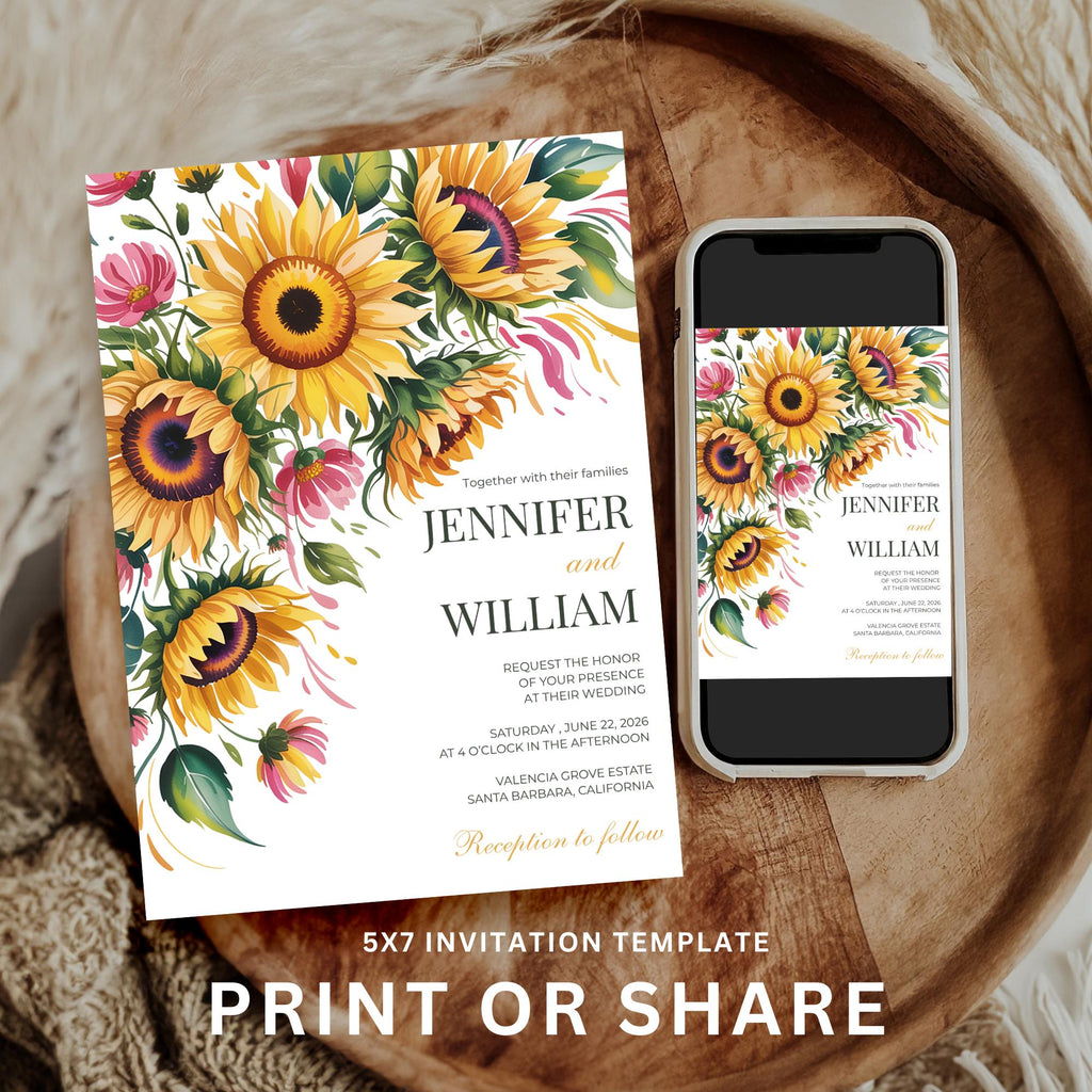 Sunflower Wedding Invitation Set