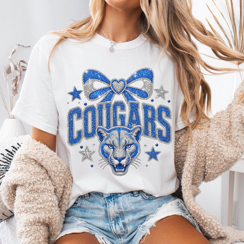 Faux Glitter Cougars Mascot Shirt