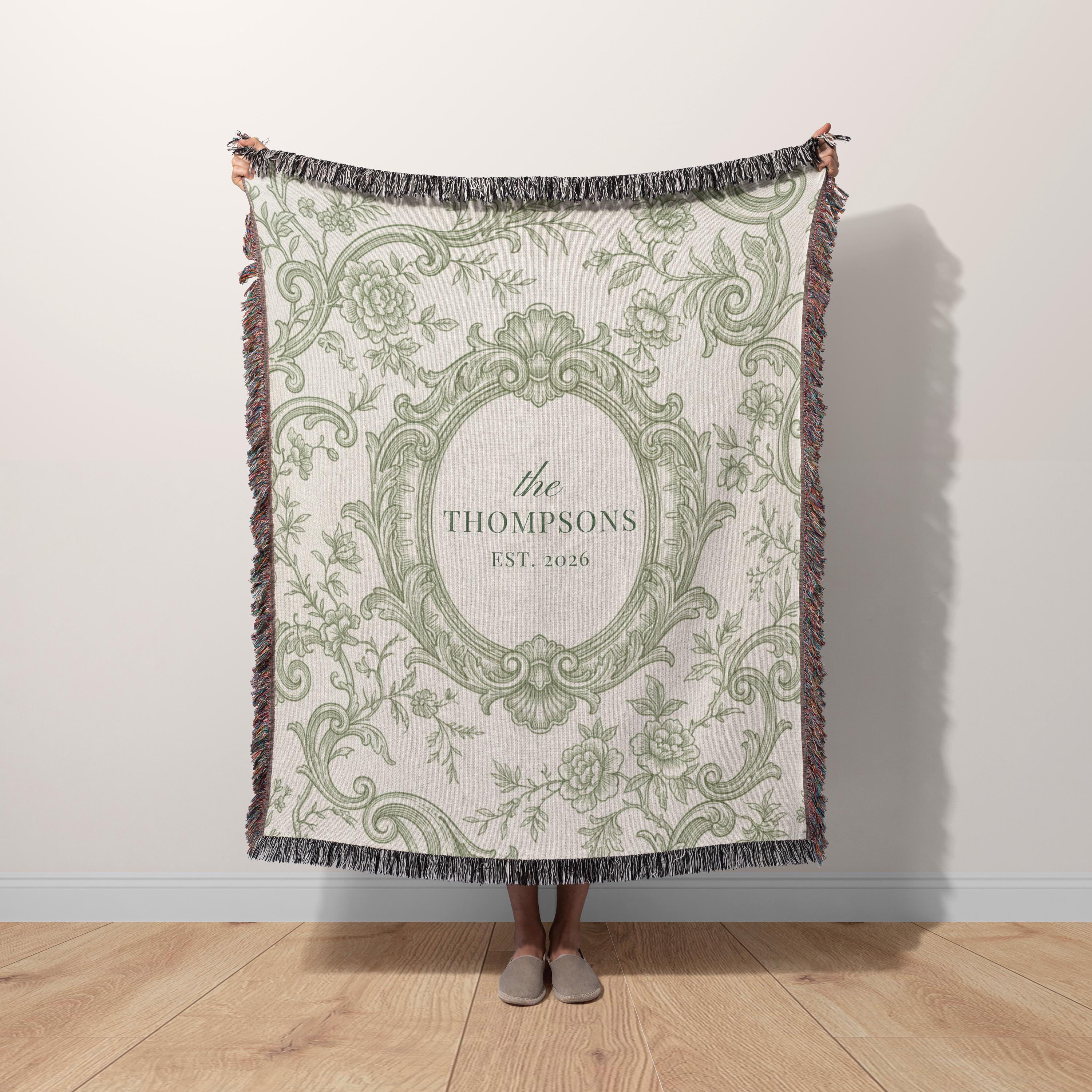 Personalized Toile Monogram Blanket