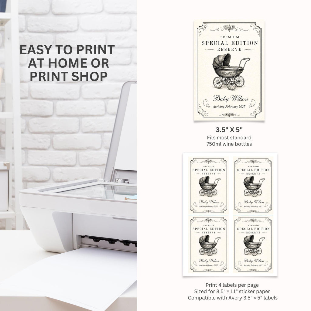 Vintage Pregnancy Announcement Wine Label Template