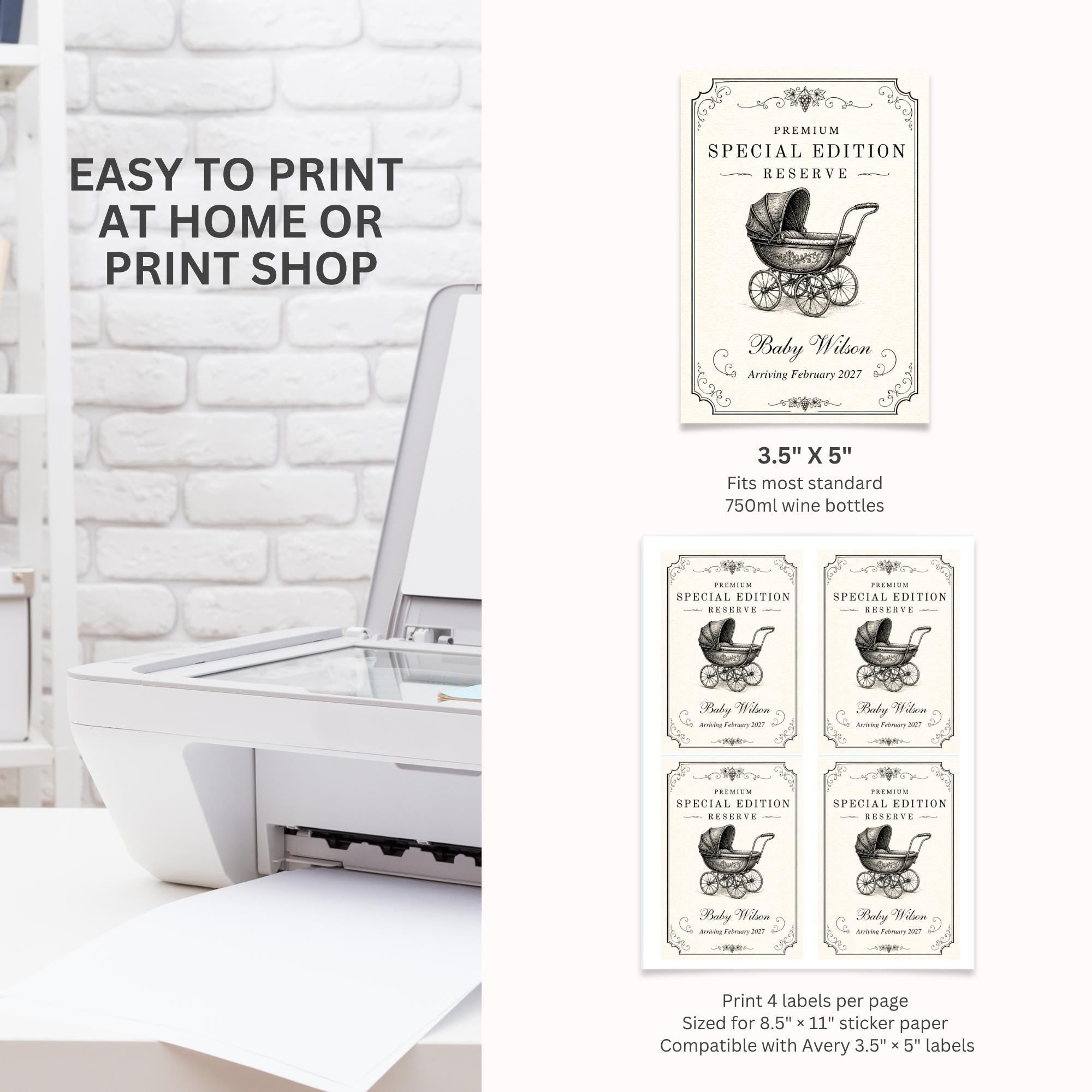 Vintage Pregnancy Announcement Wine Label Template
