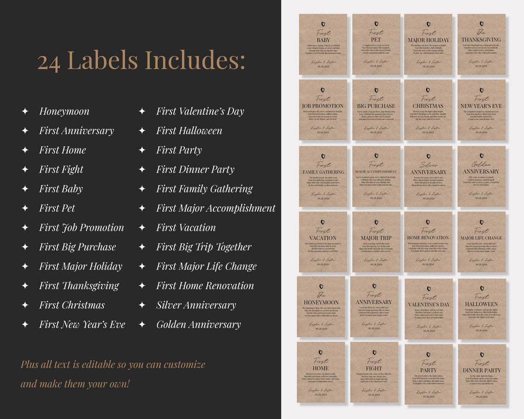Marriage Milestone Wine Bottle Labels