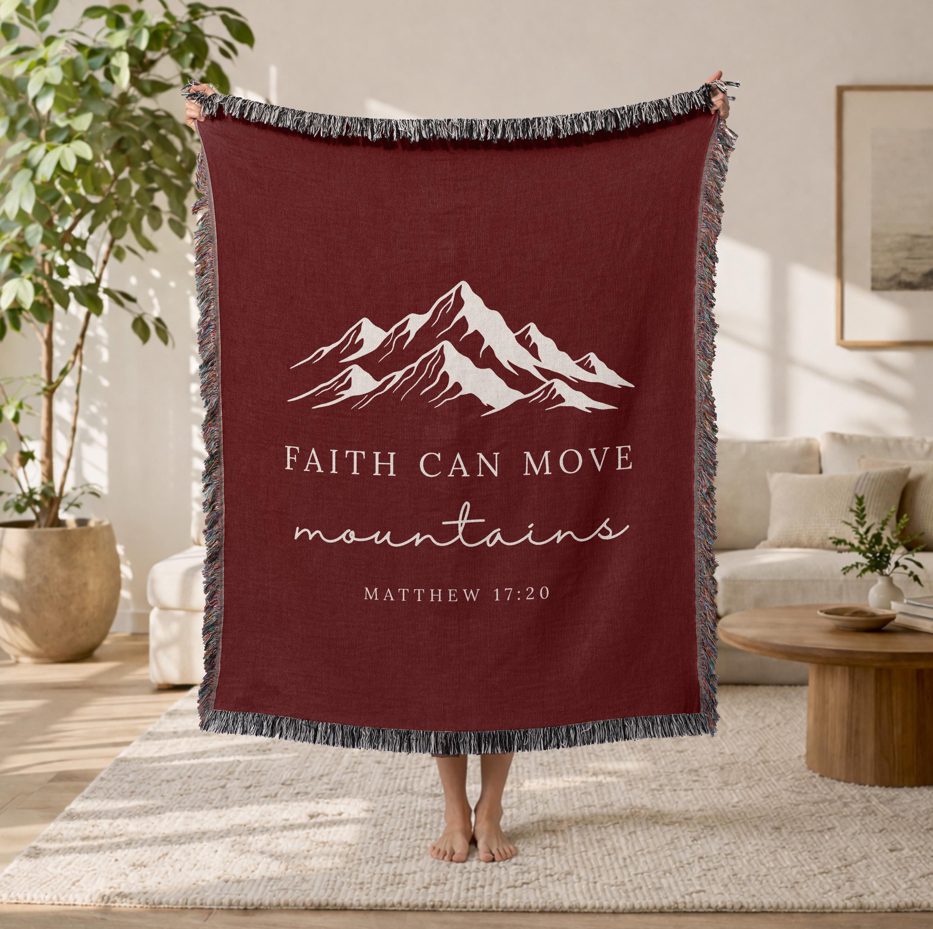 Faith Can Move Mountains Woven Blanket