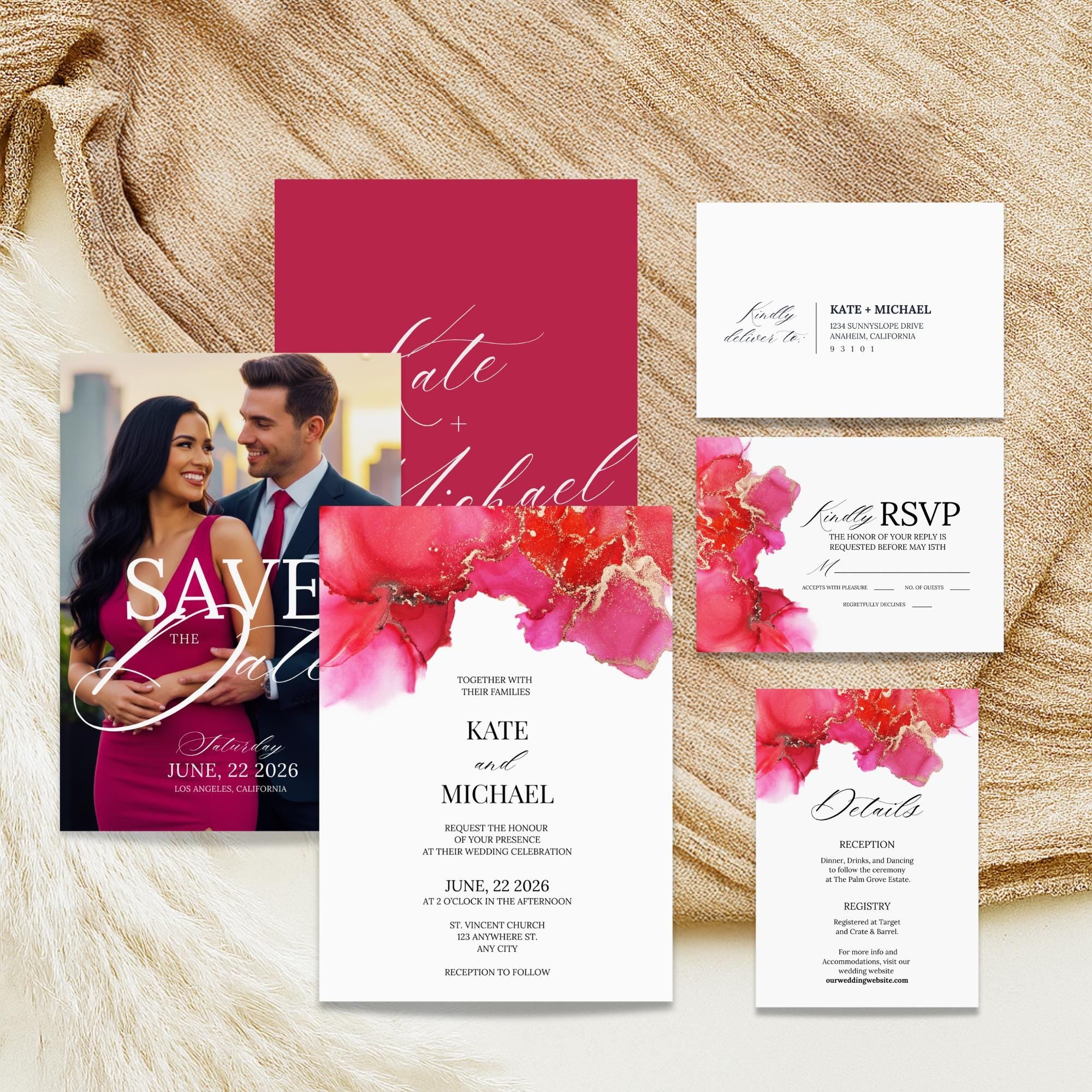 Magenta Wedding Invitation Suite