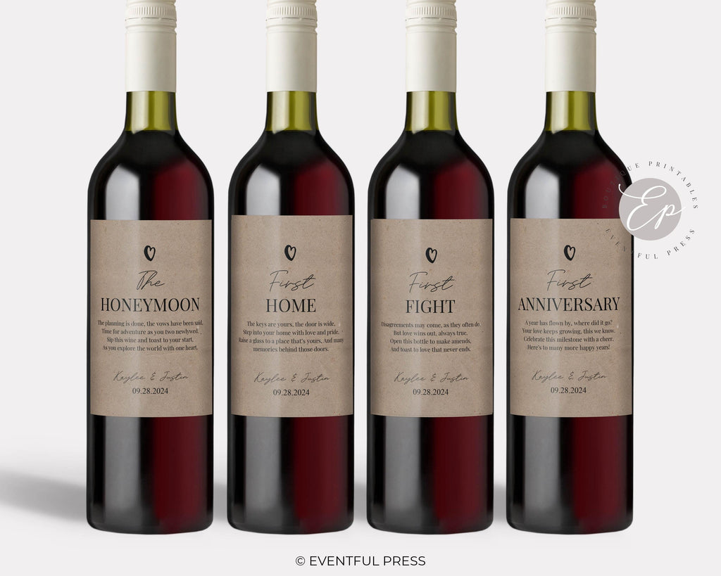 Marriage Milestone Wine Bottle Labels