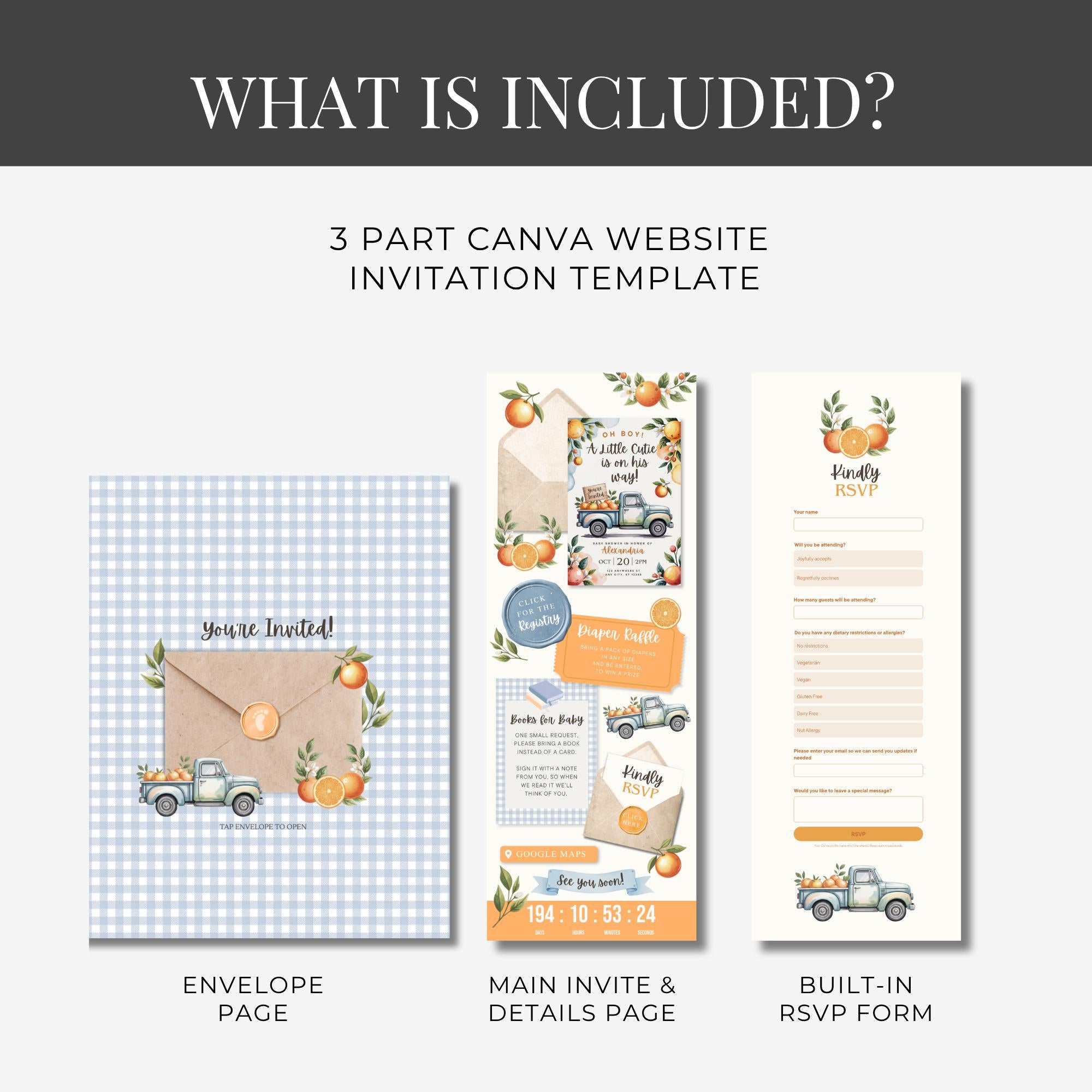 Little Cutie Baby Shower Website Invitation