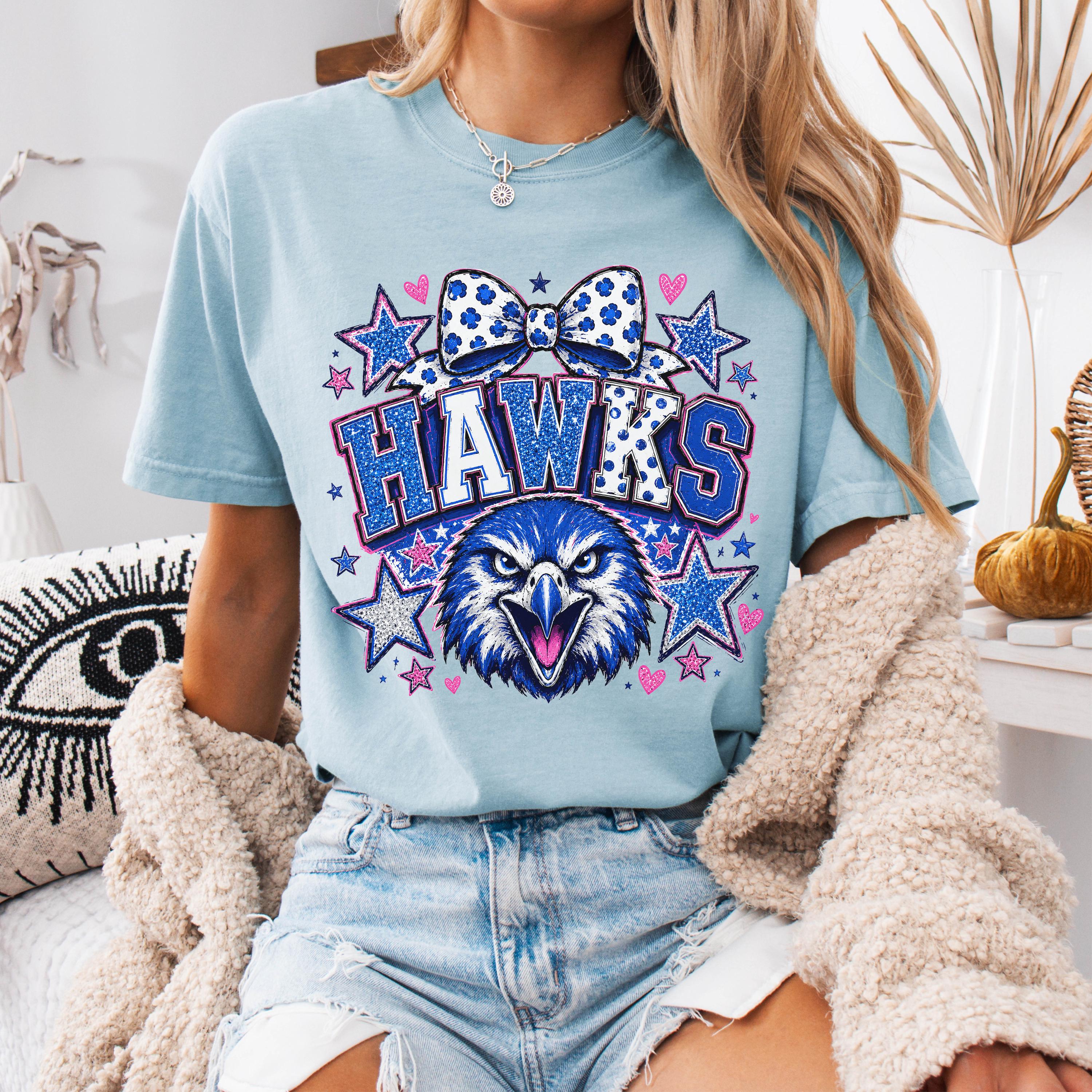 Coquette Glitter Hawks Mascot Shirt