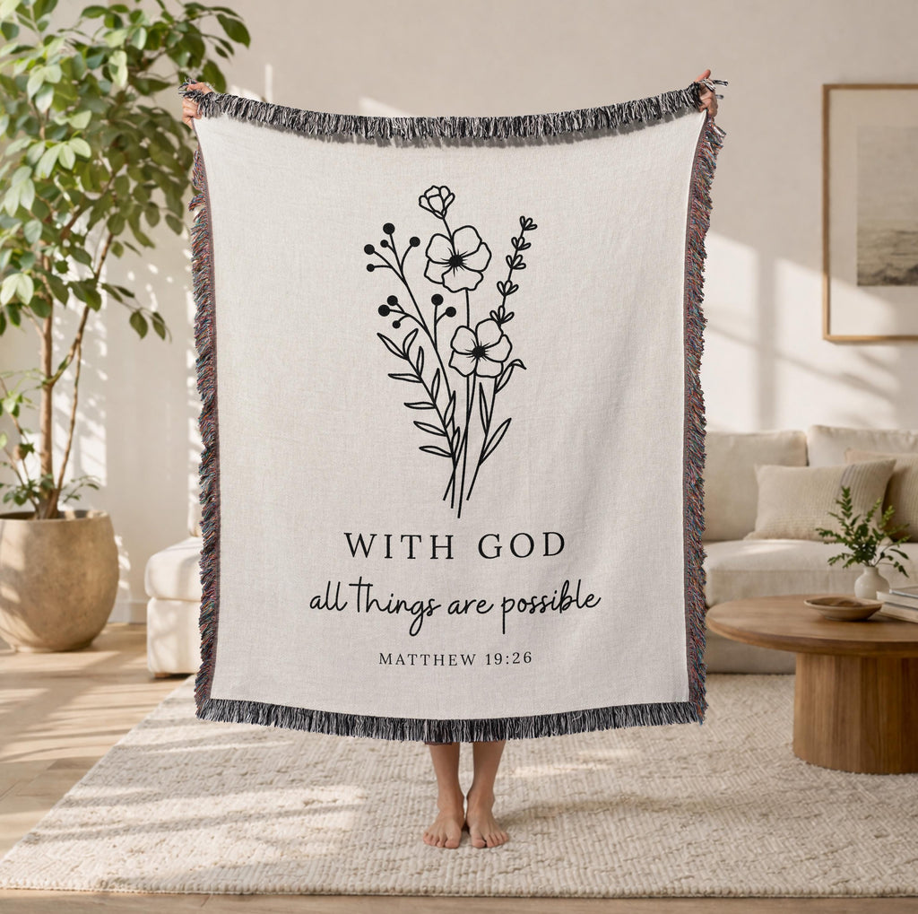 With God All Things Are Possible Woven Blanket
