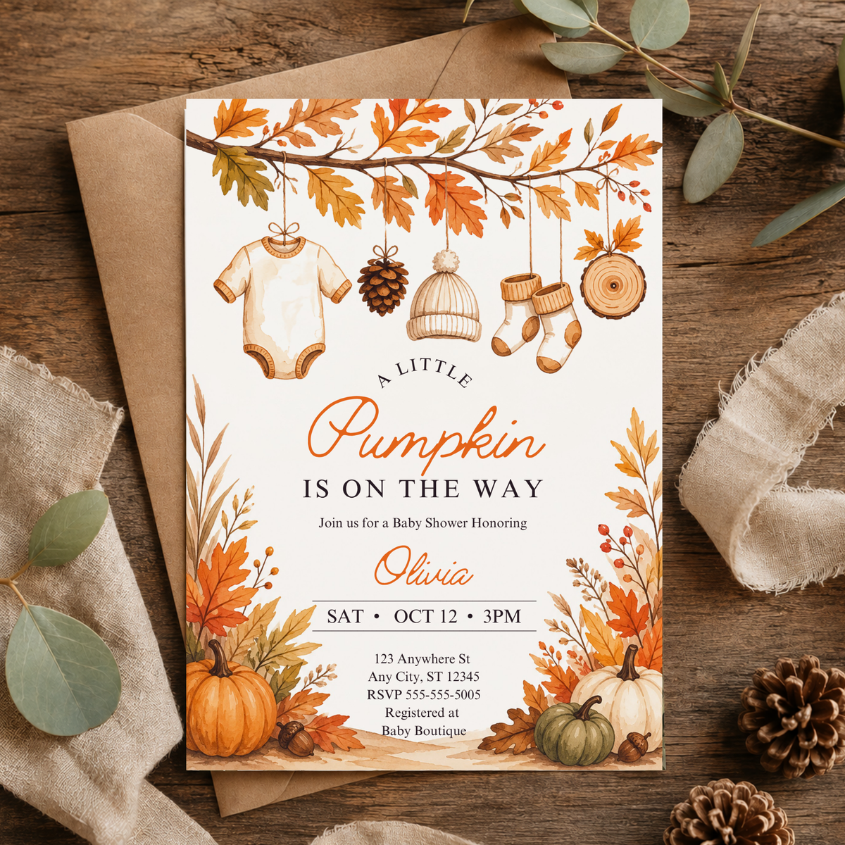 Pumpkin Baby Shower Invitation