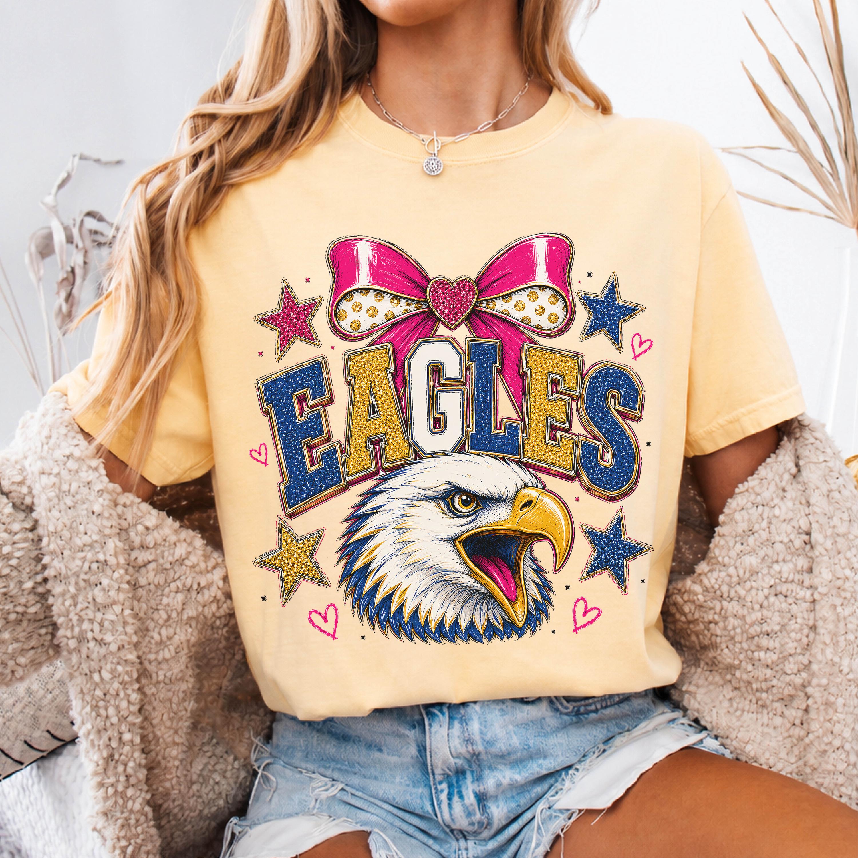 Coquette Glitter Eagles Mascot Shirt