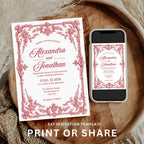 French Toile Rococo Wedding Invitation Bundle