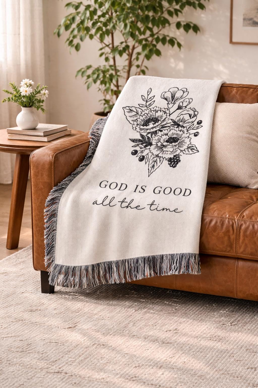 God Is Good All The Time Woven Blanket Faith Gift for Women Mom Grandma Scripture Throw Inspirational Christian Decor Gift