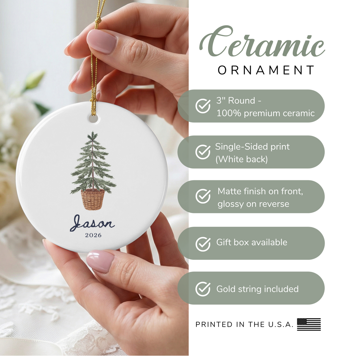 Personalized Family Name Christmas Ornament
