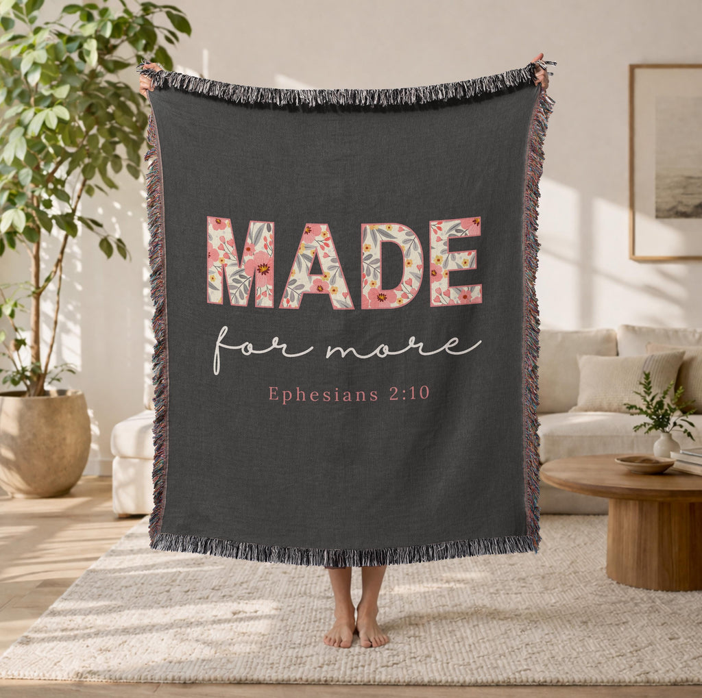 Christian Blanket Gift for Mom Faith Throw Made for More Ephesians 2:10 Inspirational Scripture Religious Woven Blanket Encouragement Gift