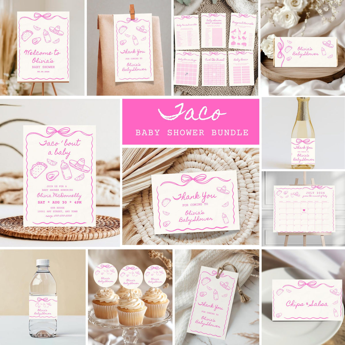 Pink Taco Baby Shower Bundle