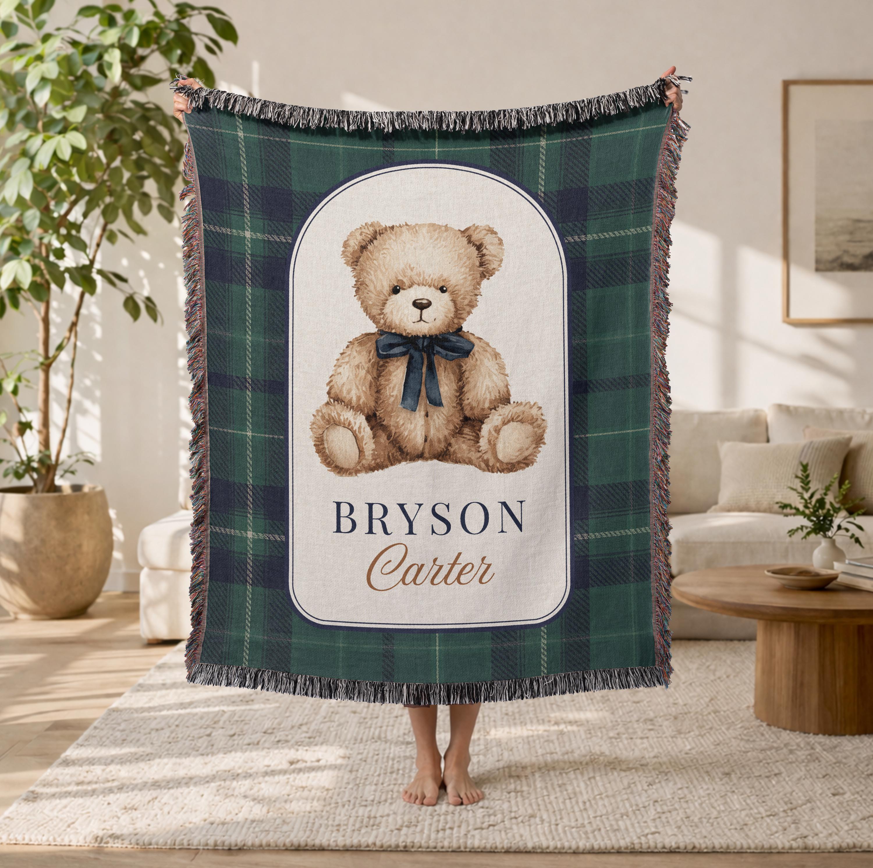 Personalized Teddy Bear Baby Blanket