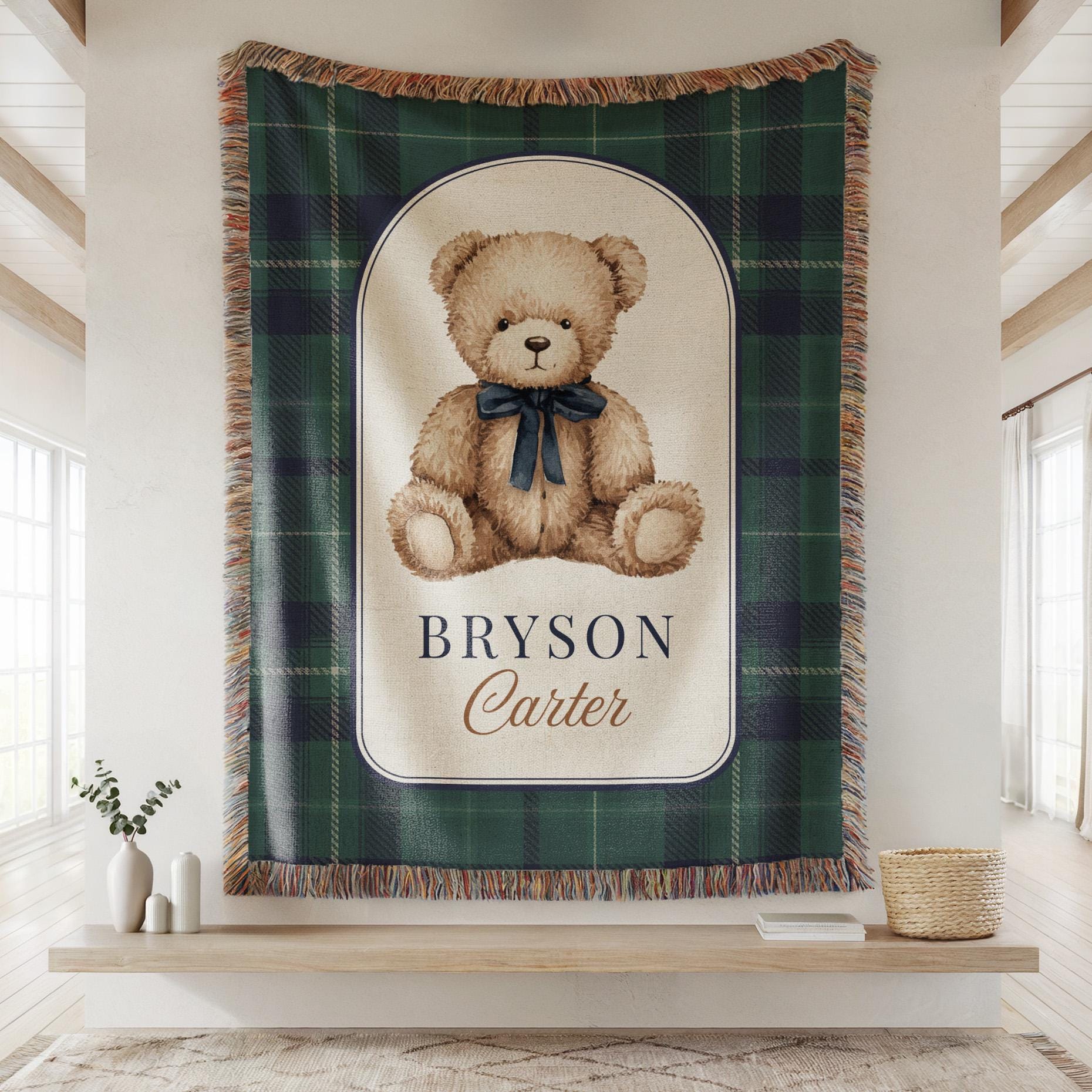 Personalized Teddy Bear Baby Blanket