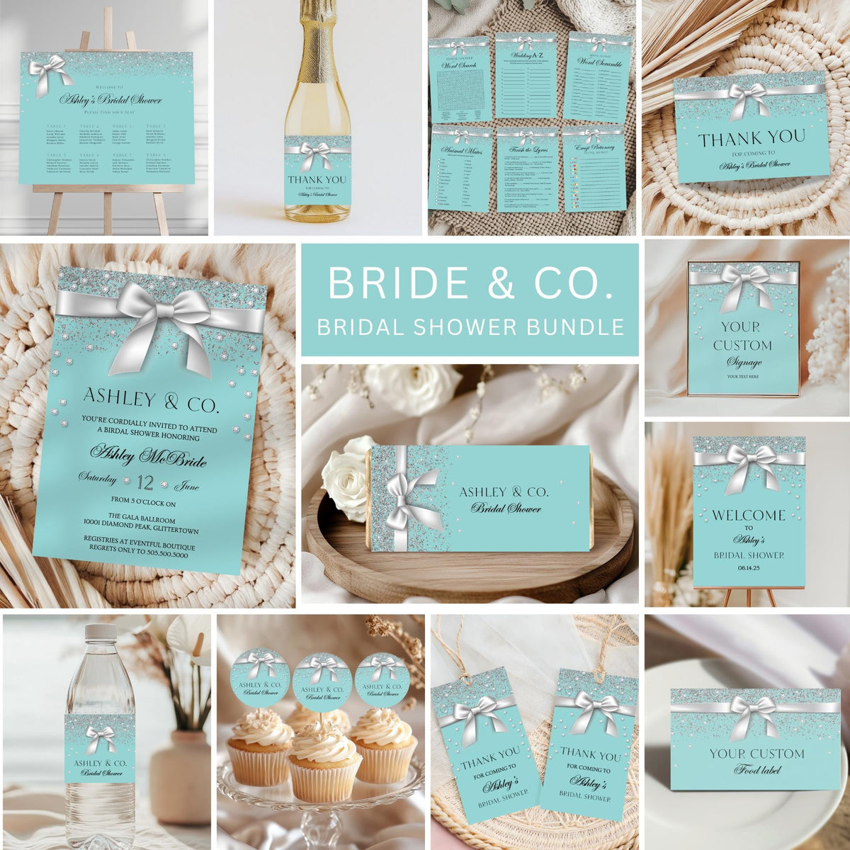 Aqua Blue Bridal Shower Bundle