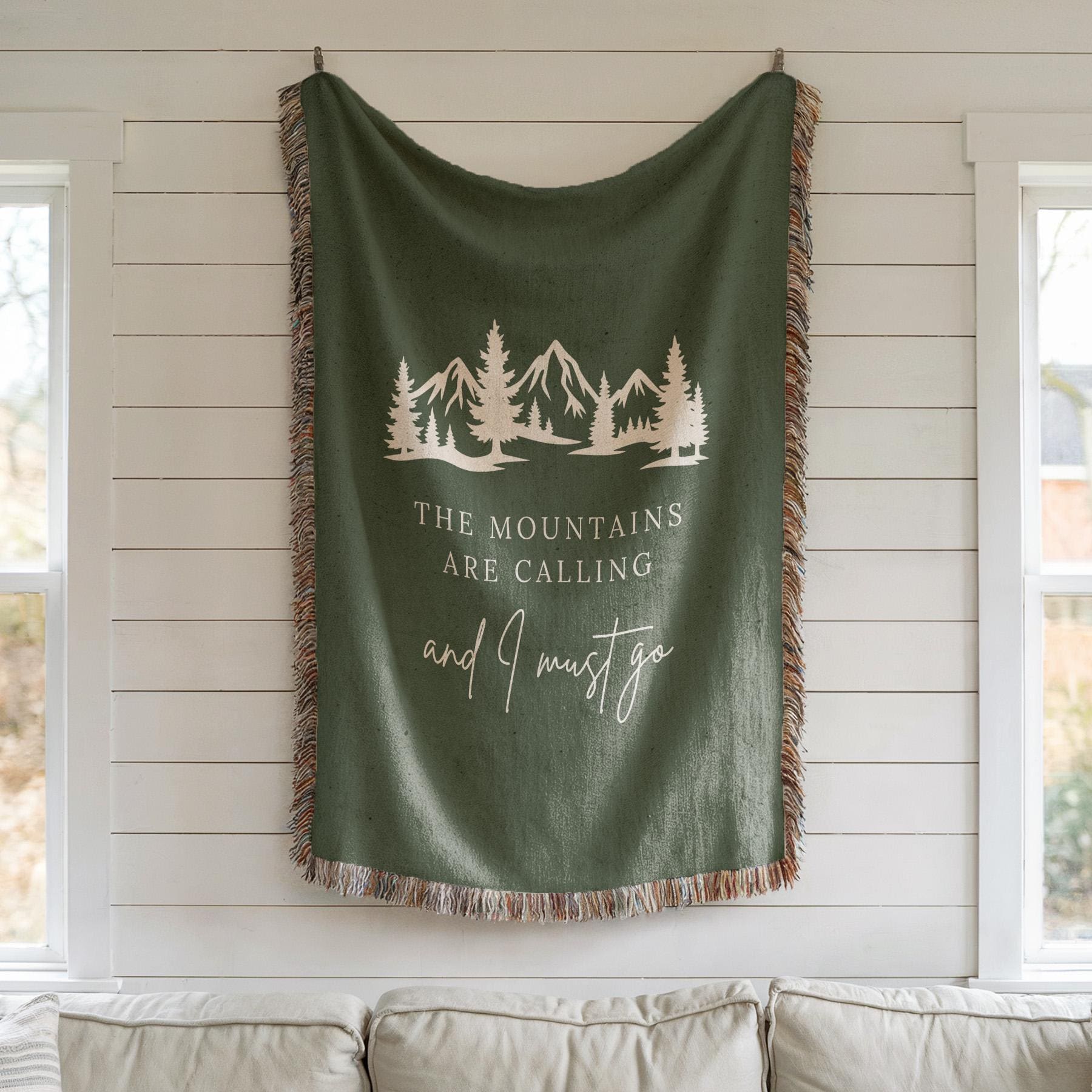 The Mountains Are Calling Woven Blanket