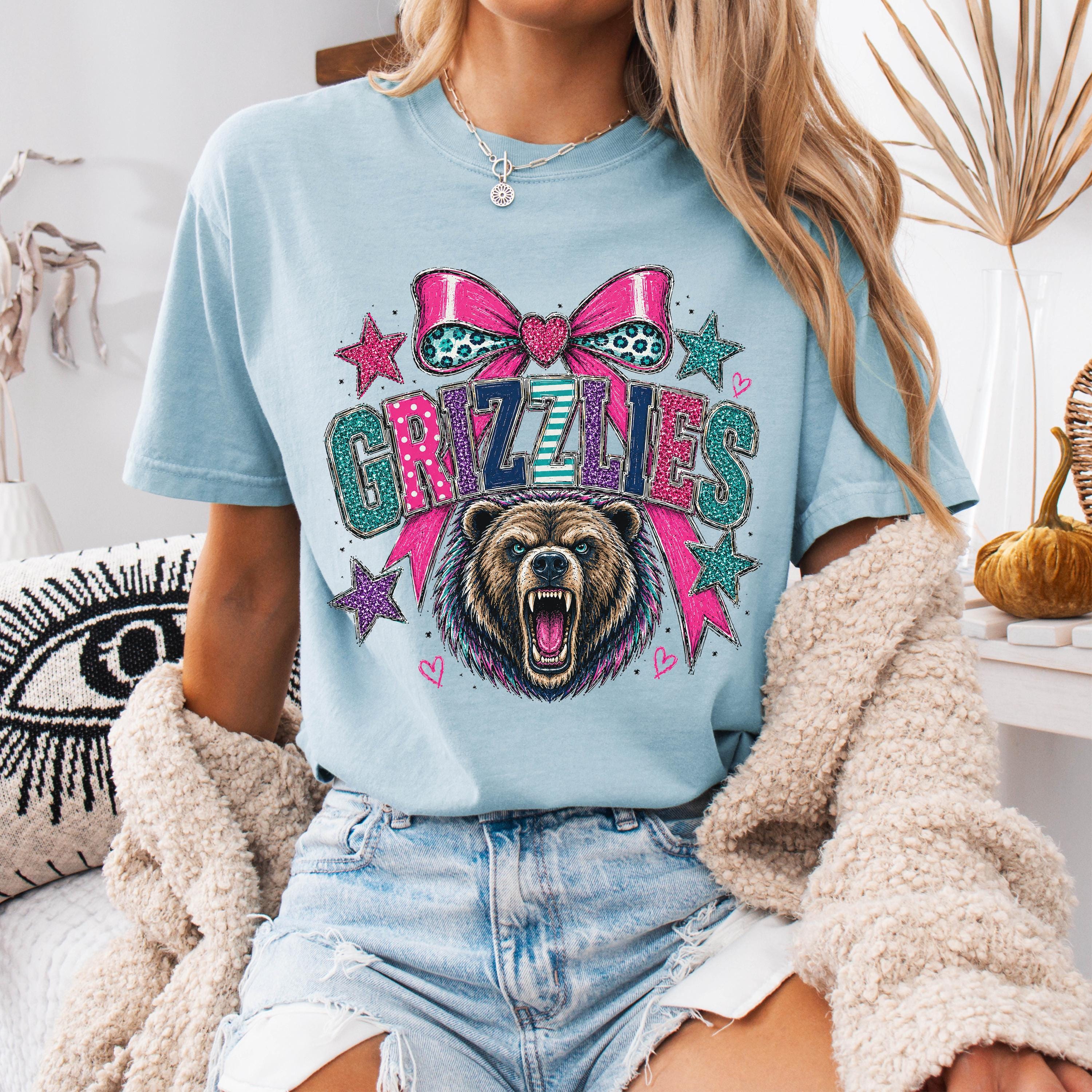 Coquette Faux Glitter Grizzlies Mascot Shirt