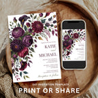 Purple Floral Wedding Invitation Template
