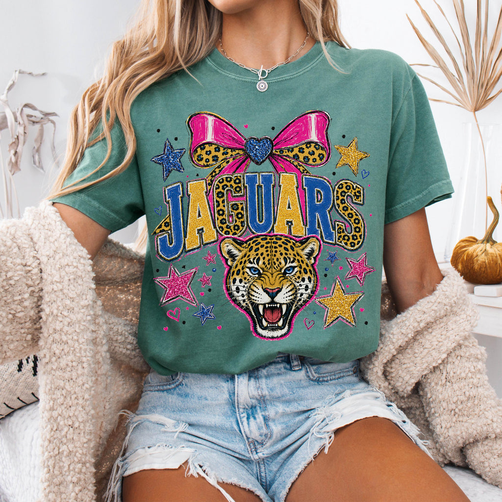 Coquette Glitter Jaguars Mascot Shirt