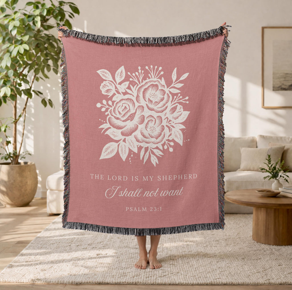 Christian Floral Blanket Psalm 23:1 The Lord Is My Shepherd Faith Gift for Women Mom Grandma Scripture Throw Comfort Encouragement Gift