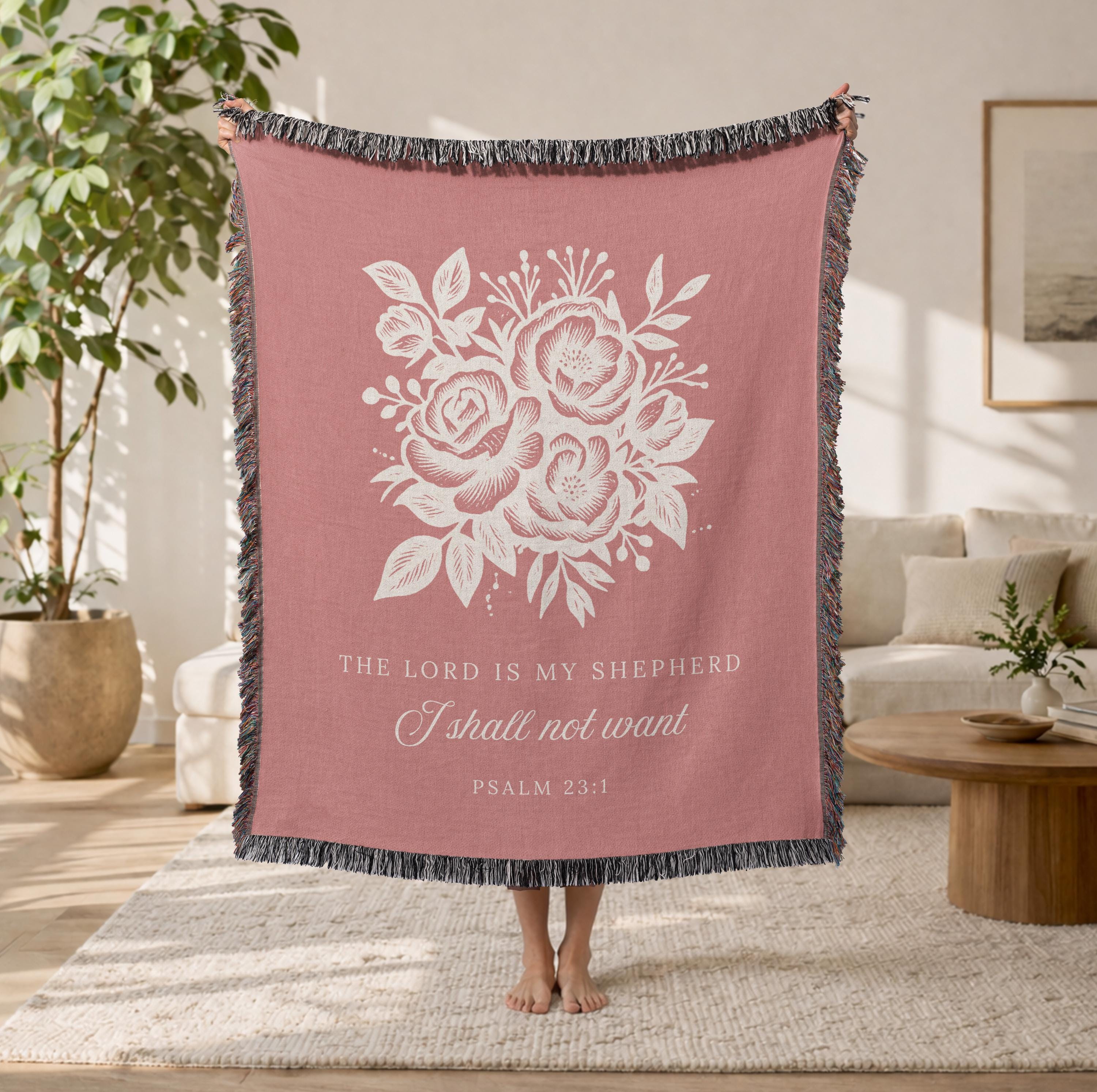 Christian Floral Blanket Psalm 23:1 The Lord Is My Shepherd Faith Gift for Women Mom Grandma Scripture Throw Comfort Encouragement Gift