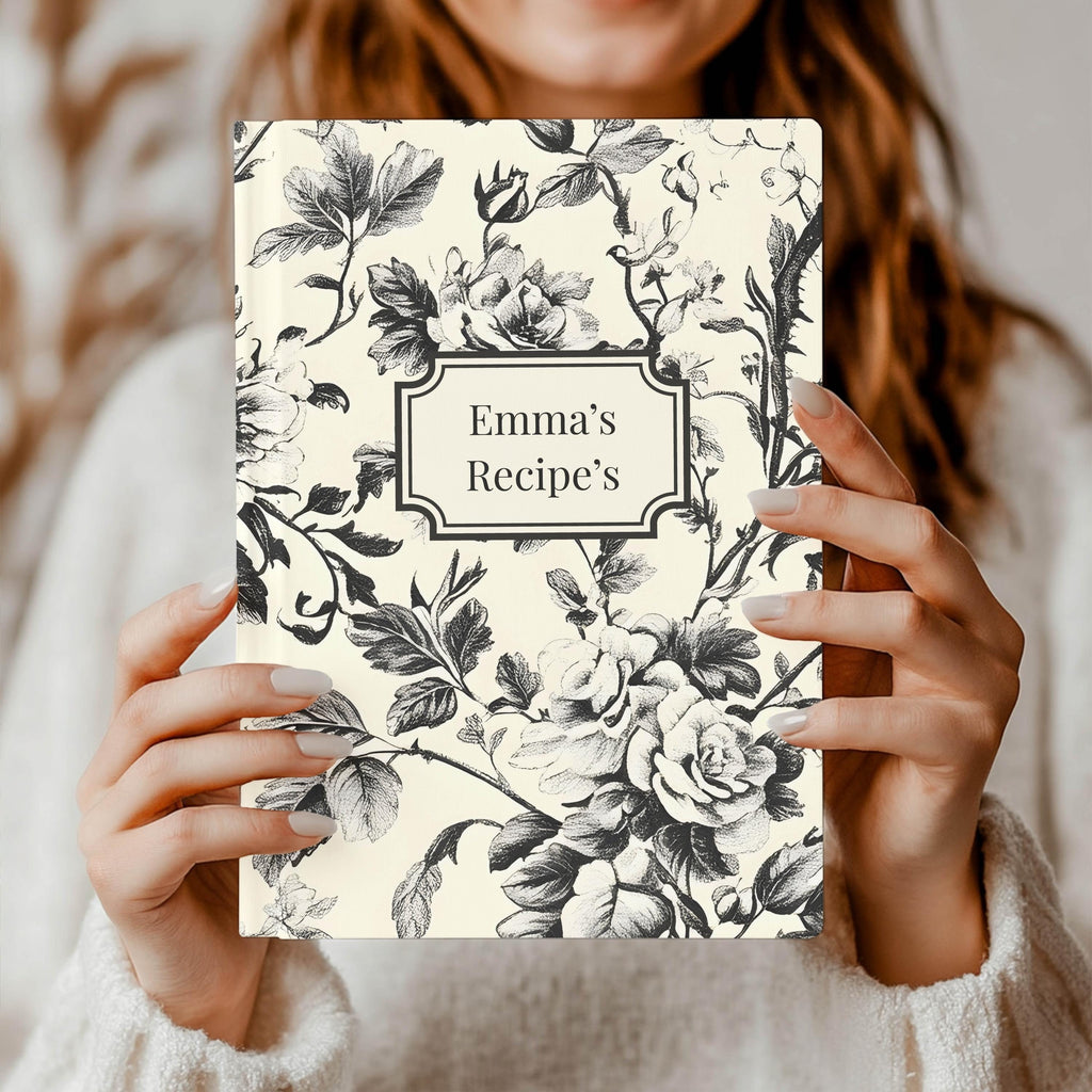 Personalized Floral Toile Recipe Notebook