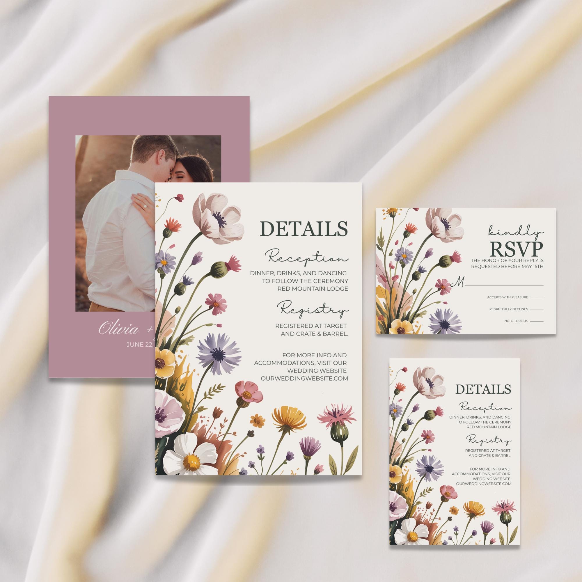 Wildflower Wedding Invitation Suite