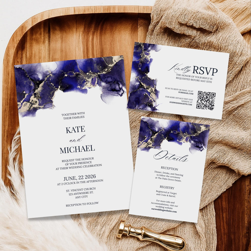 Navy Wedding Invitation Suite