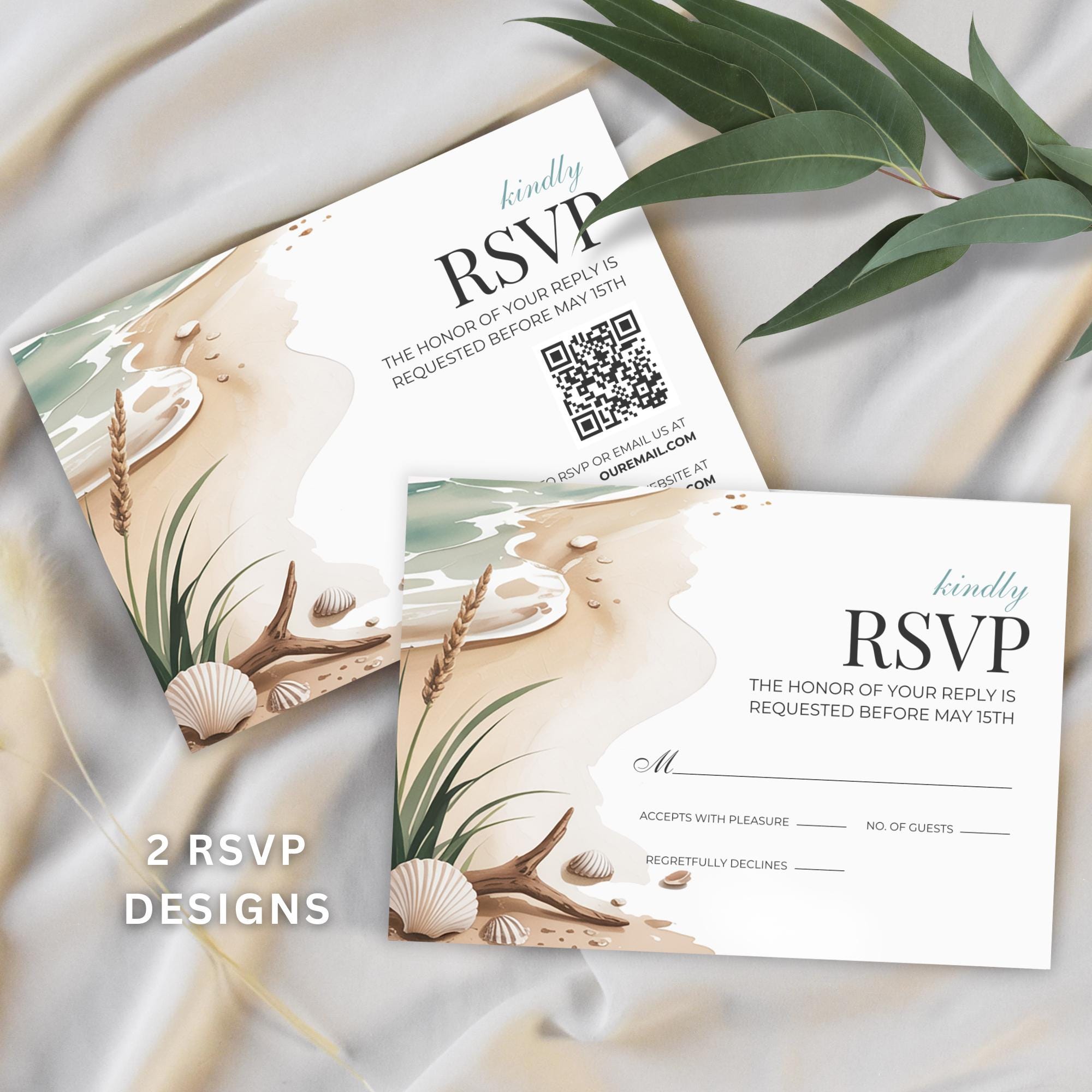 Beach Wedding Invitation Template
