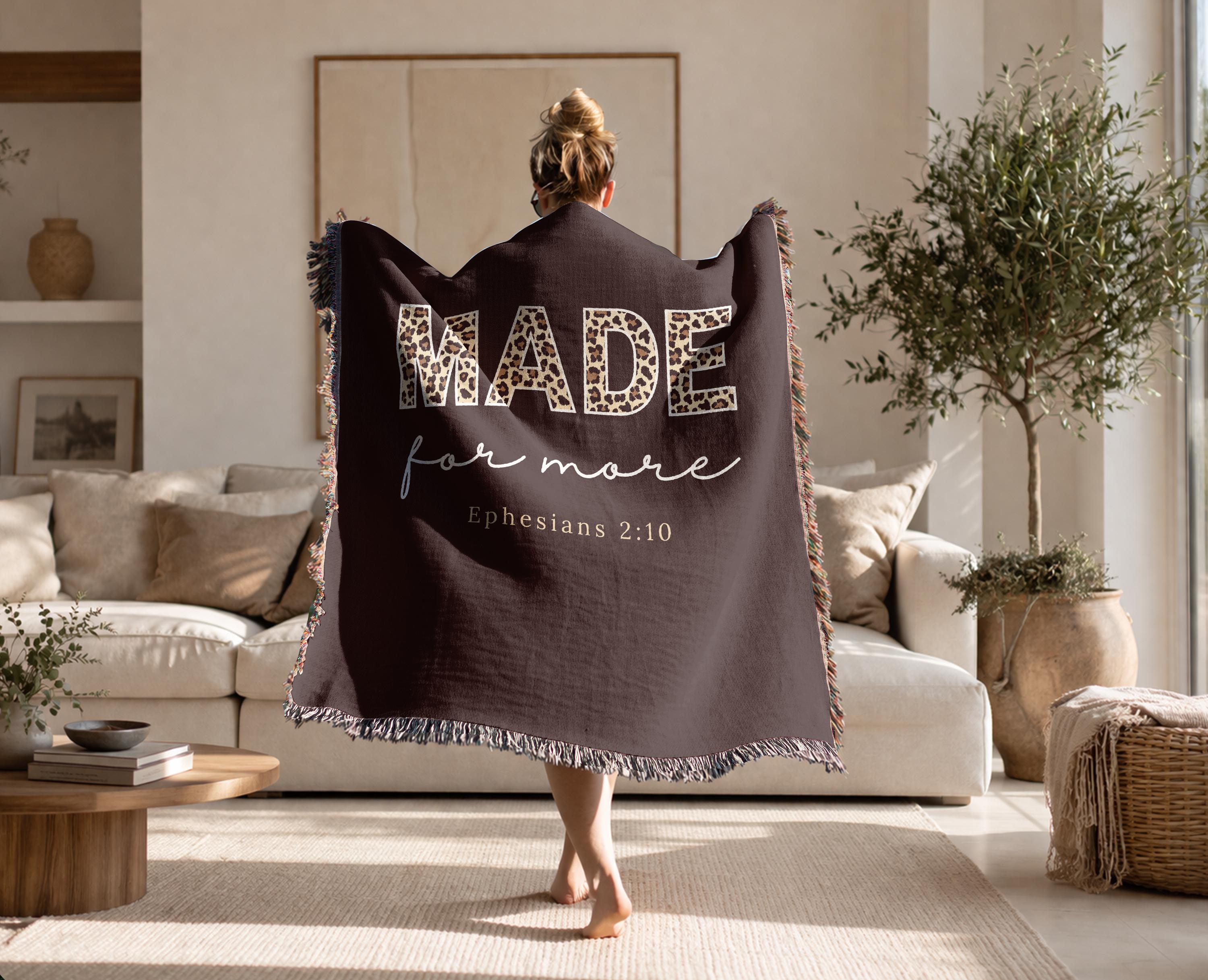 Christian Blanket Gift for Mom Faith Throw Made for More Ephesians 2:10 Inspirational Scripture Religious Woven Blanket Encouragement Gift