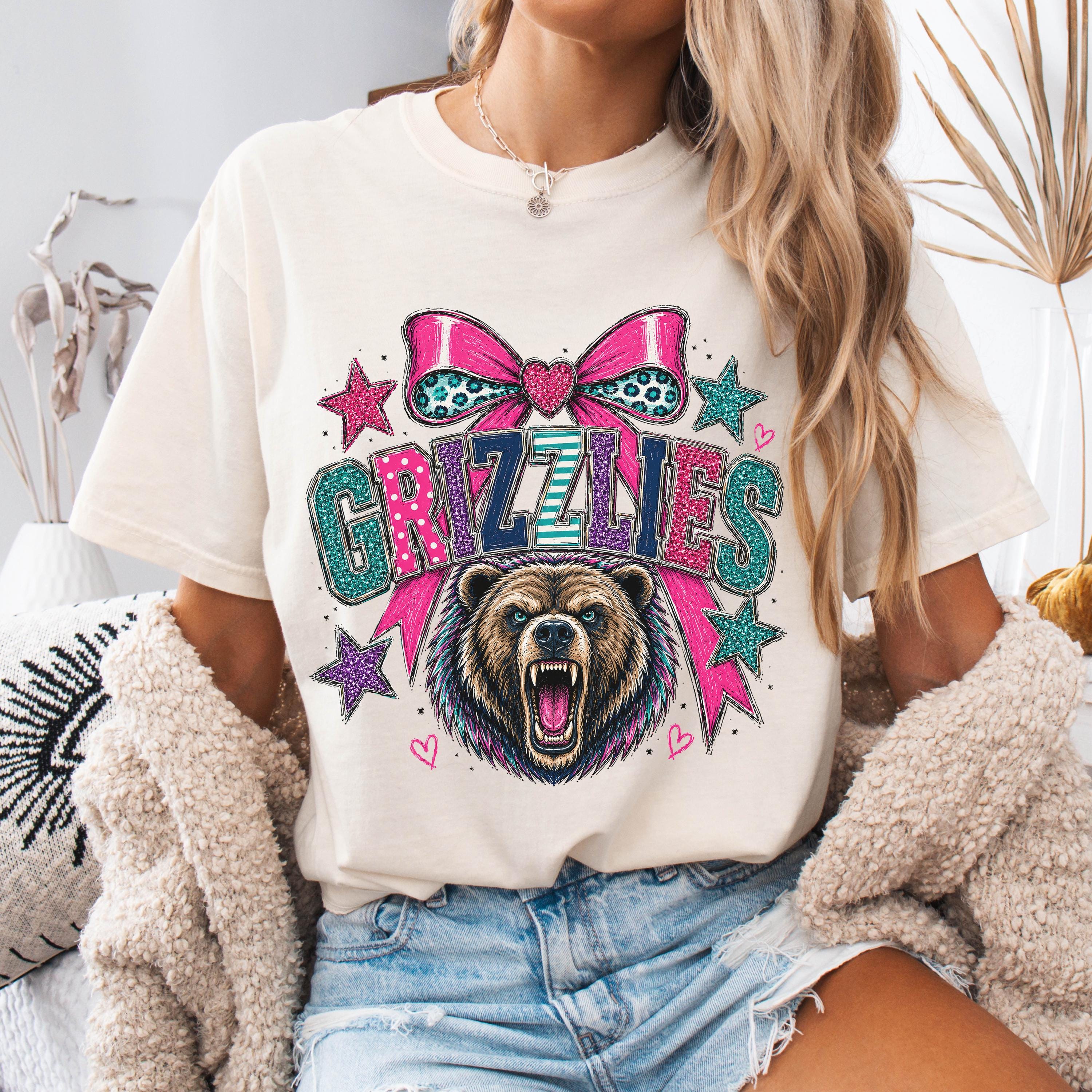 Coquette Faux Glitter Grizzlies Mascot Shirt