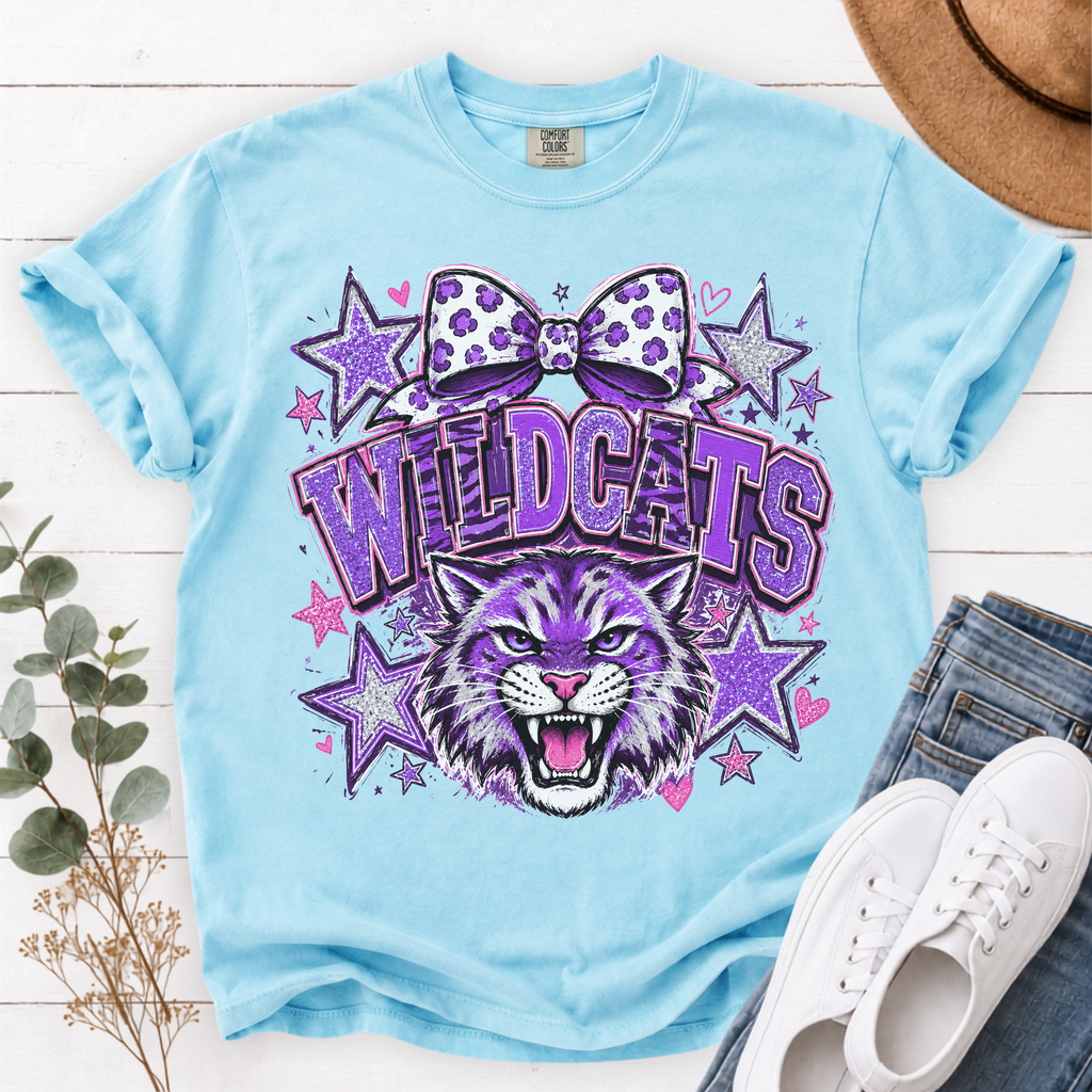 Purple Wildcats Coquette Mascot Shirt