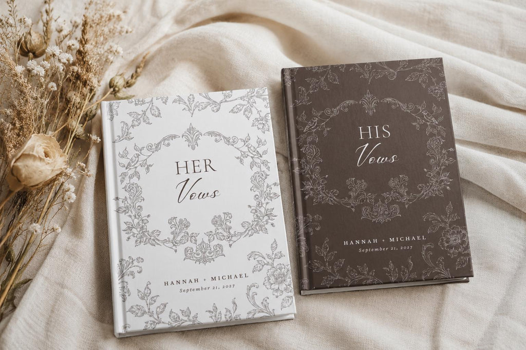 Personalized Toile Wedding Vow Book