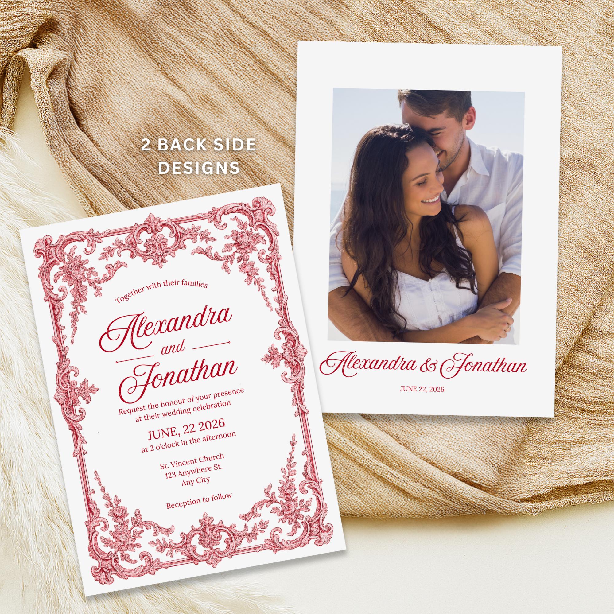 French Toile Rococo Wedding Invitation Bundle