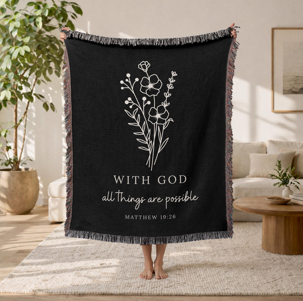 With God All Things Are Possible Woven Blanket