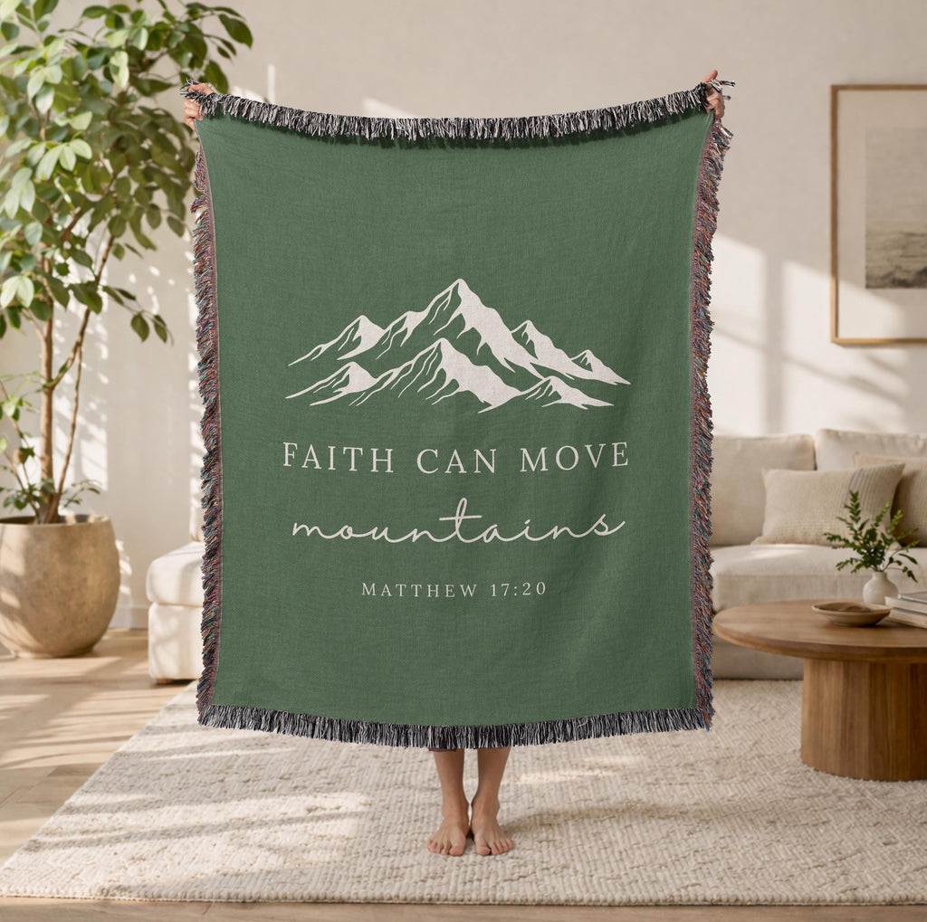 Faith Can Move Mountains Woven Blanket