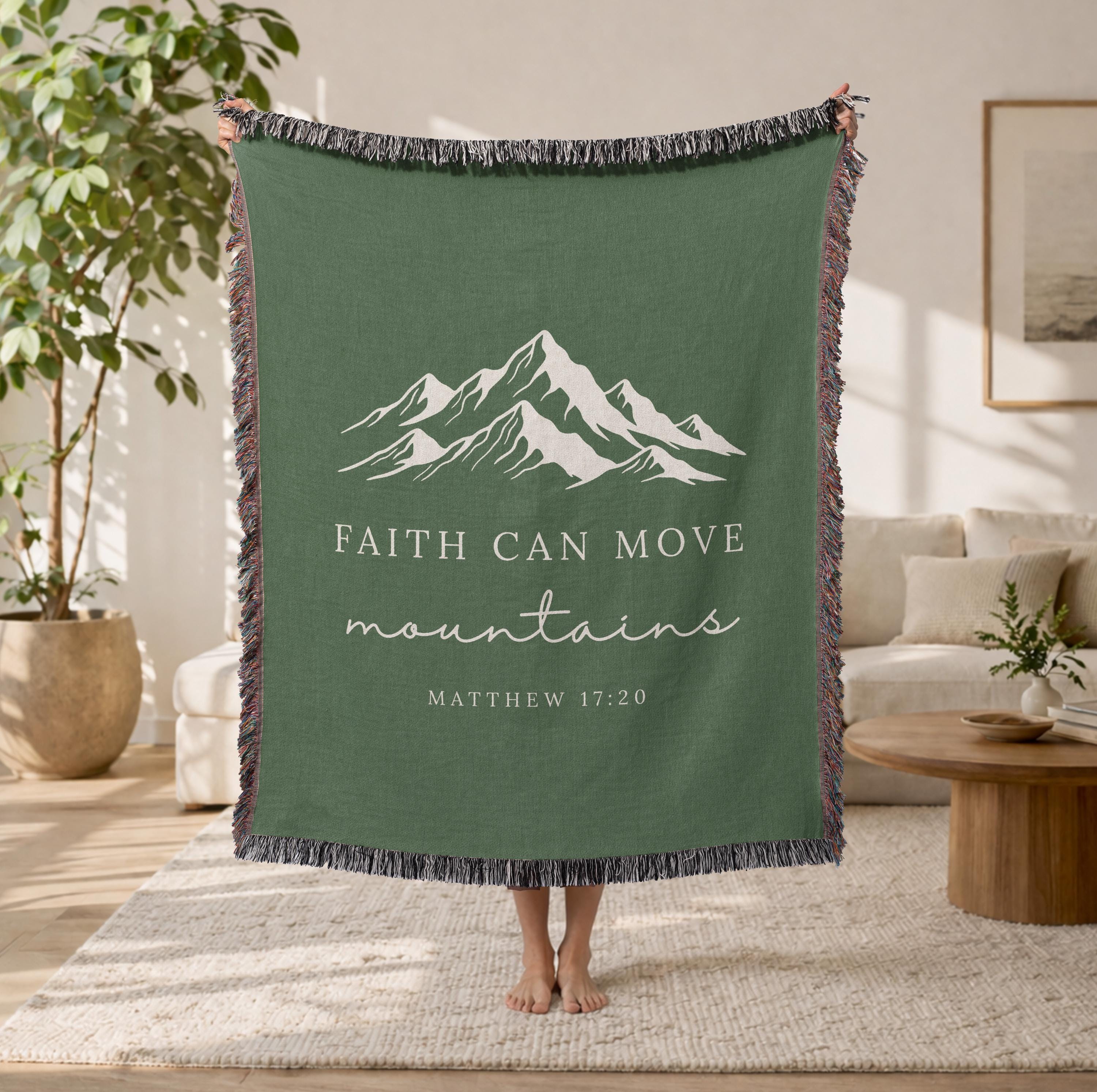 Faith Can Move Mountains Woven Blanket