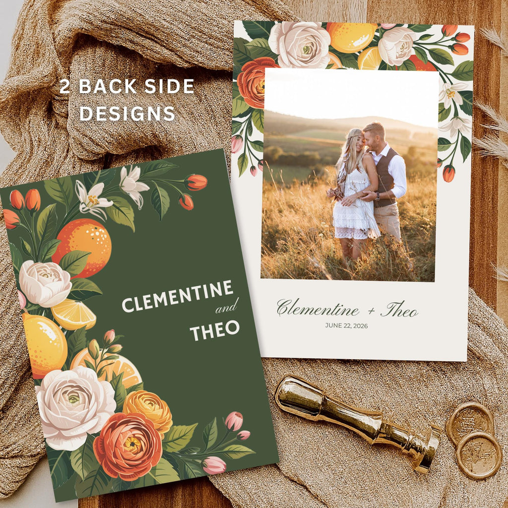 Floral Citrus Wedding Invitation Set