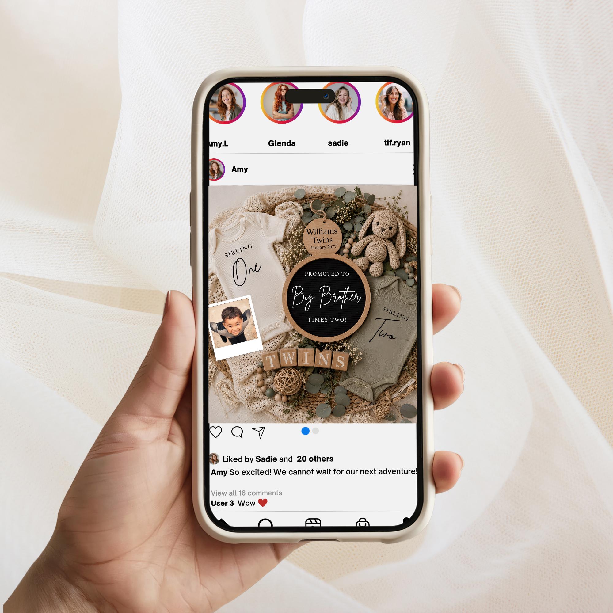 Digital Twins Pregnancy Announcment Template