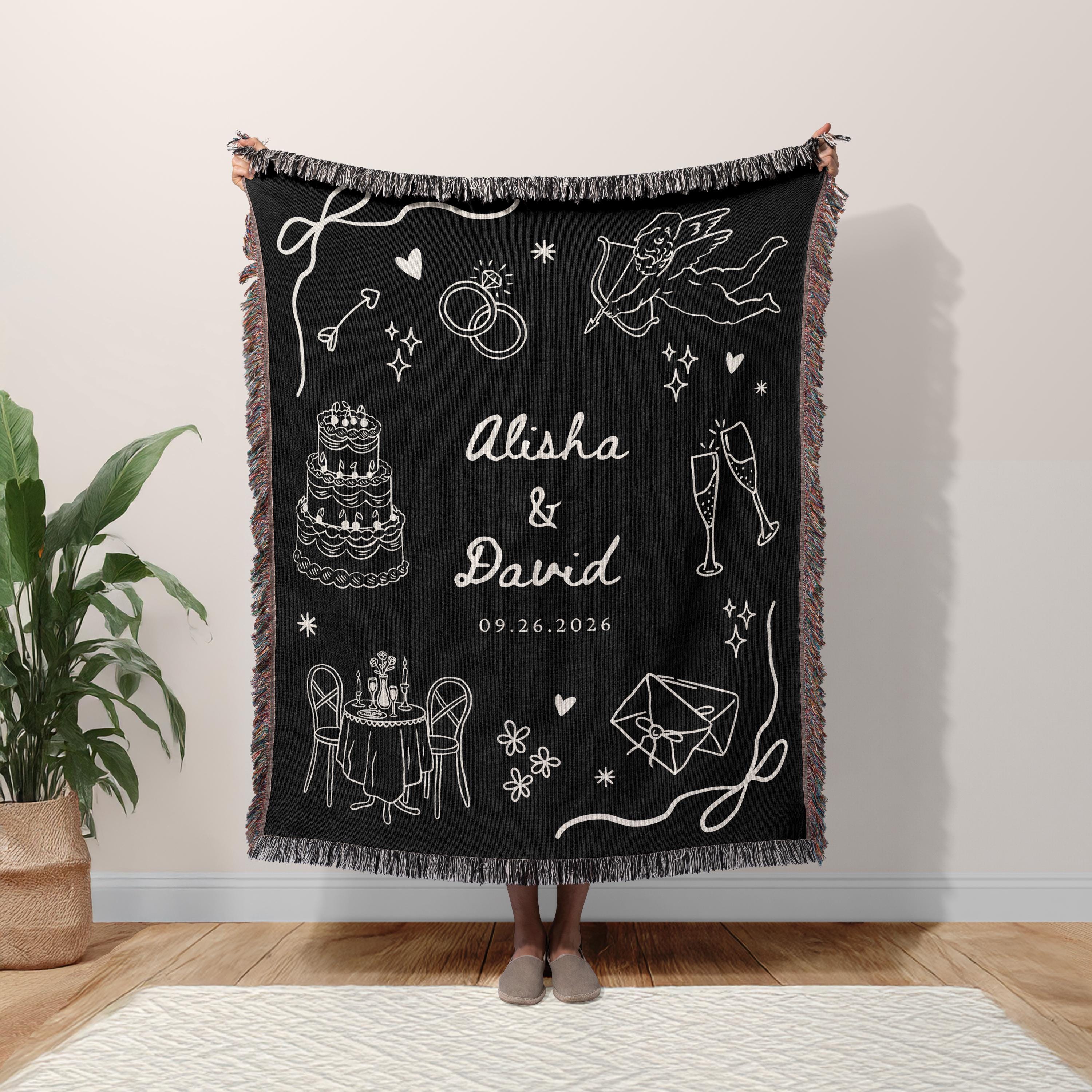 Wedding Doodle Blanket with Names