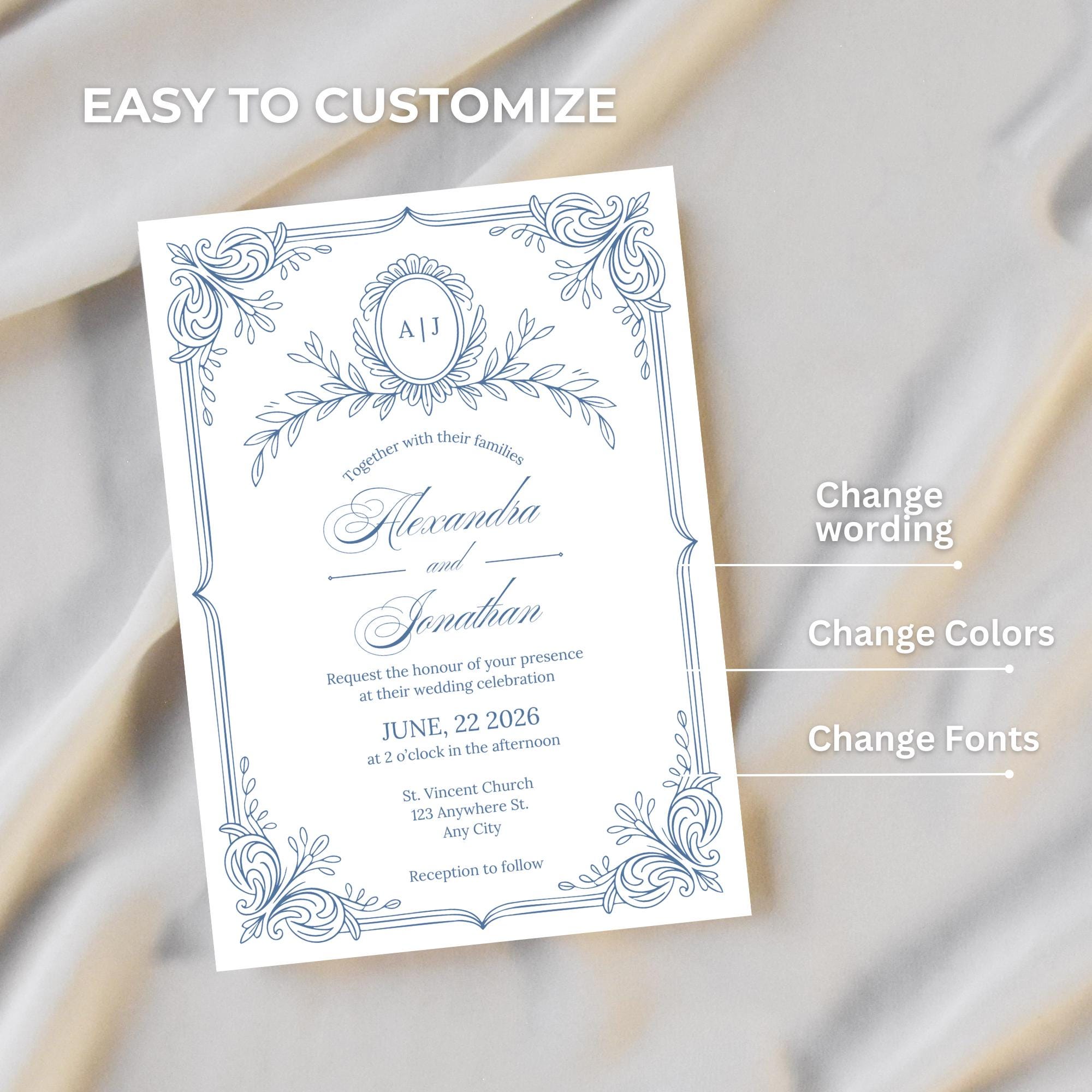 Grandmillennial Wedding Invitation Bundle