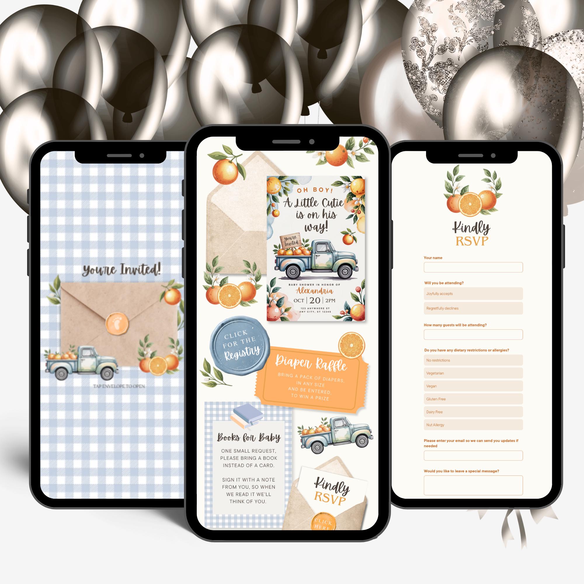 Little Cutie Baby Shower Website Invitation